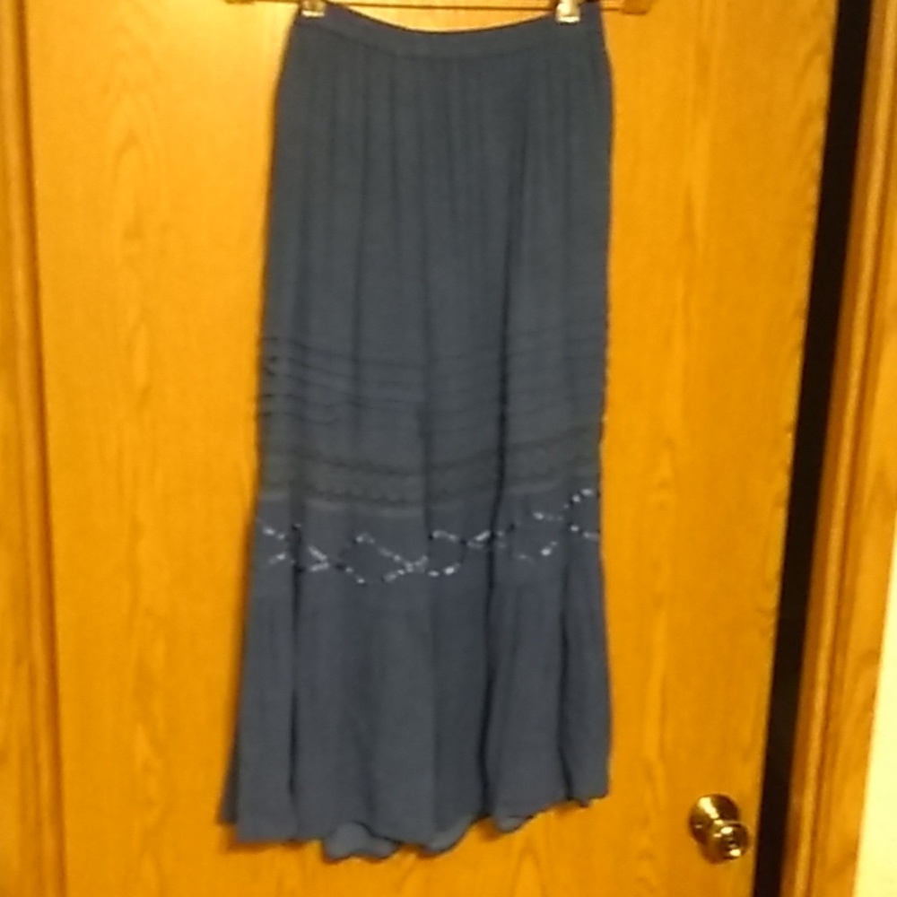 Blue lace and ribbon lined skirt